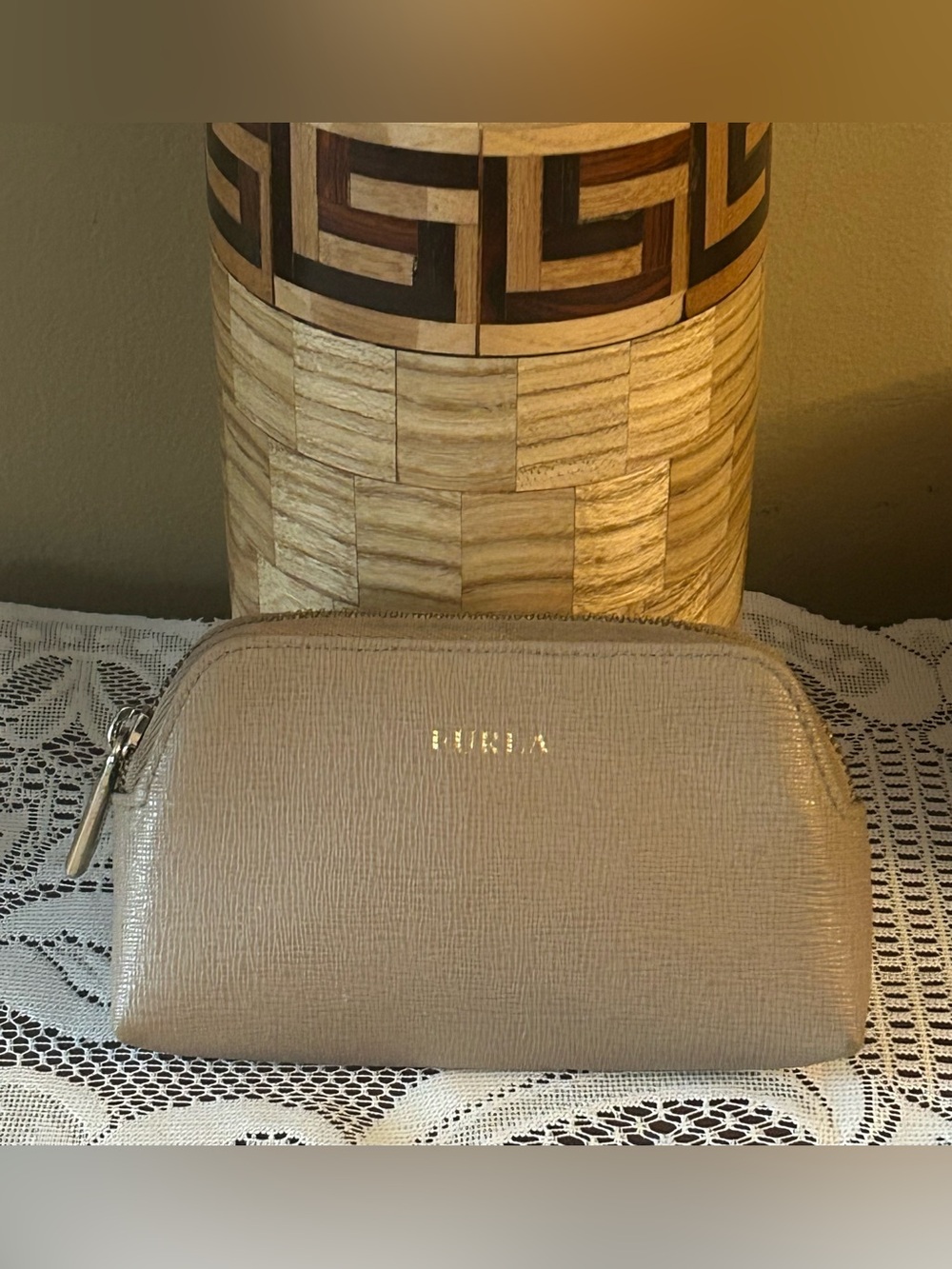 Furla Small Leather Cosmetic Case / Makeup Pouch